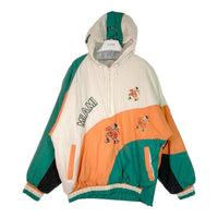 MIAMI HURRICANES マイアミハリケーンズ 中綿 ナイロンジャケット ホワイト×グリーン×オレンジ sizeL 瑞穂店