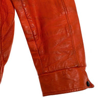 60's~ オールレザー スタジャン スタンドカラー スナップボタン オレンジ Size M 相当 福生店