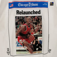 90's MICHAEL JORDAN マイケルジョーダン CHICAGO TRIBUNE フォトプリント Tシャツ TULTEX デッドストック ホワイト Size L 福生店