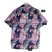 HUF ハフ オープンカラーシャツ 刺繍ビッグロゴ 花柄 ブラック sizeL 瑞穂店