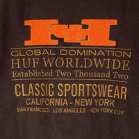 HUF ハフ 23AW HARRISON VARSITY JACKET ハリソンバーシティ ジャケット スタジャン ビックロゴ 刺繍 ブラウン sizeM 瑞穂店