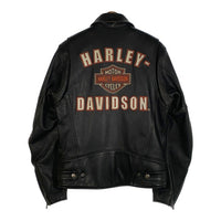 HARLEY-DAVIDSON ハーレーダビッドソン レザー シングルライダースジャケット ワッペン 衿付き ブラック Size M 福生店