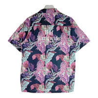 HUF ハフ オープンカラーシャツ 刺繍ビッグロゴ 花柄 ブラック sizeL 瑞穂店