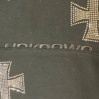 unknown アンノウン Rhinestone Cross Zip Hoodie ラインストーン クロス ジップ フーディー ブラック Size M 瑞穂店