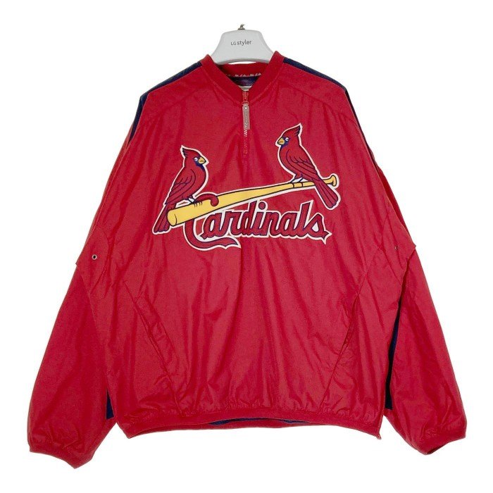 Majestic マジェスティック MLB セントルイス カージナルス CARDINALS ハーフジップ アノラック ナイロンジャケット  ナイロンプルオーバー レッド sizeL 瑞穂店