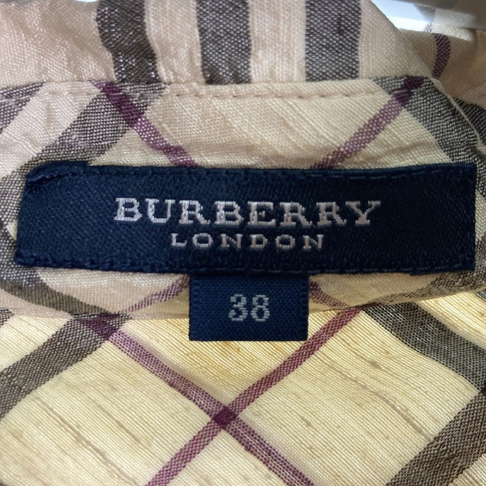 BURBERRY LONDON バーバリーロンドン ノバチェック七分袖スキッパーシャツ ベージュ size38 瑞穂店