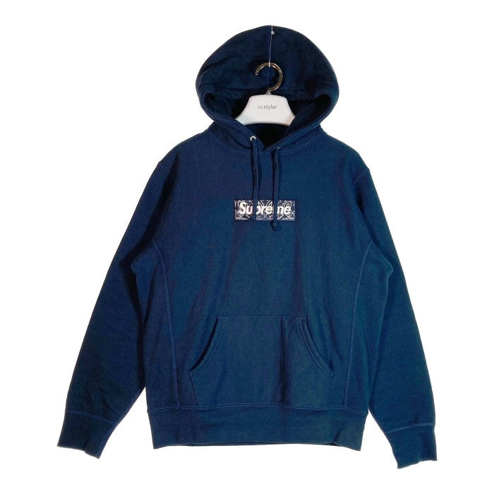 SUPREME シュプリーム 19AW Bandana Box Logo Hooded Sweatshirt バンダナボックスロゴプルオーバーパーカー  ネイビー sizeS 瑞穂店