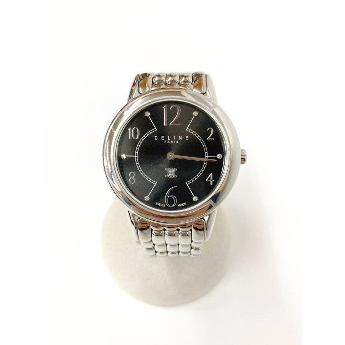 CELINE セリーヌ 腕時計 レディース ブラック文字盤 30M/100FT ラウンドフェイス 不動品 シルバー 瑞穂店
