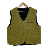 STUSSY ステューシー 20AW Wide Wale Reversible Vest コーデュロイ フリース リバーシブルベスト グリーン ブラック Size L 福生店