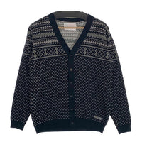 DELUXE clothing デラックス クロージング バーズアイ ウールニット カーディガン ブラック Size L 福生店