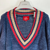 VIVIENNE WESTWOOD RED LABEL ヴィヴィアンウェストウッド レッドレーベル Vネック ライン セーター ネイビー size00 瑞穂店
