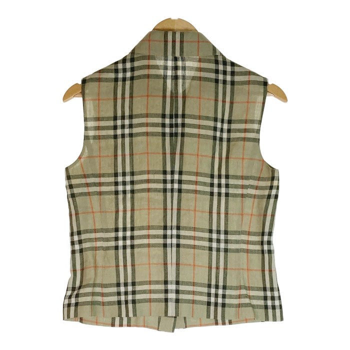 BURBERRY バーバリー ノースリーブシャツ グリーン 麻 size38