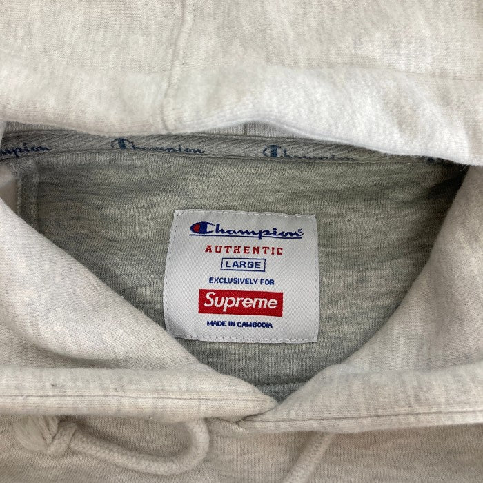 SUPREME × CHMPION シュプリーム × チャンピオン 18AW Label Hooded Sweatshirt ラベルスウェットパーカー  グレー sizeL 瑞穂店