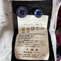 HUF ハフ オープンカラーシャツ 刺繍ビッグロゴ 花柄 ブラック sizeL 瑞穂店