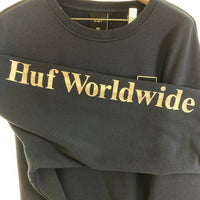 HUF ハフ PF00264 ESSENTIALS DOMESTIC CREW エッセンシャルズドメスティッククルー スウェットト レーナー ロゴ プリント ネイビー sizeXXL 瑞穂店