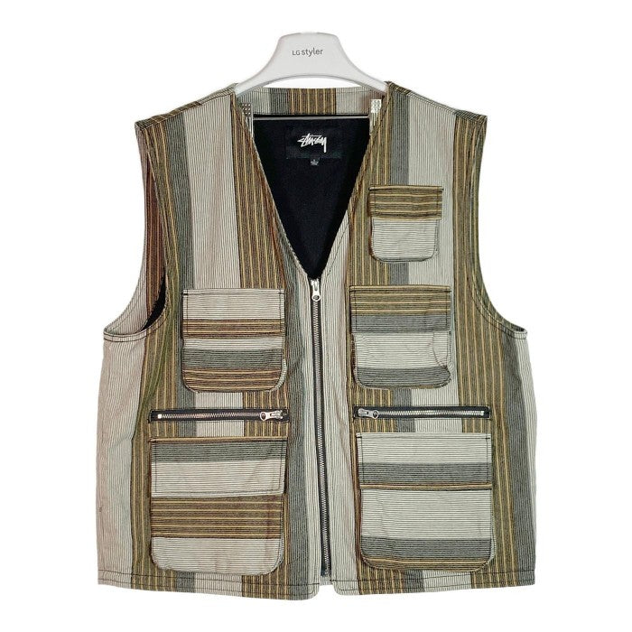 STUSSY ステューシー Stripe Cargo Vest ストライプカーゴベスト ...