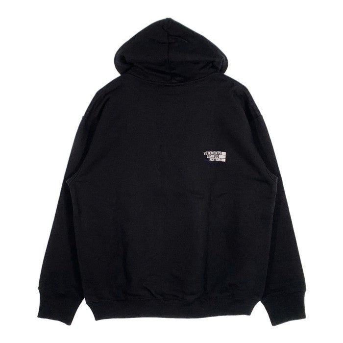 Vetements 刺繍ロゴ プルオーバー ブラック VETEMENTS ヴェトモン 21SS HOODYS 刺繍ロゴ プルオーバーパーカー