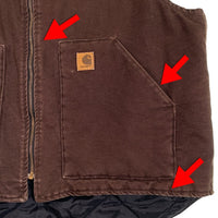 Carhartt カーハート Duck Vest ダックベスト 中綿キルティングライナー ダークブラウン メキシコ製 V02 DKB Size XL 福生店