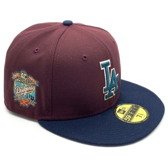 New Era ニューエラ LA Dodgers ドジャース 59FIFTY 40周年記念ワッペン 小豆色 Size 7 5/8(60.6cm) 福生店