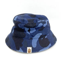A BATHING APE アベイシングエイプ バケットハット 帽子 迷彩 ブルー sizeM 瑞穂店