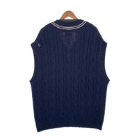 NAUTICA ノーティカ 22SS ケーブルニット ベスト Vネック コットン ネイビー Size XXL 福生店