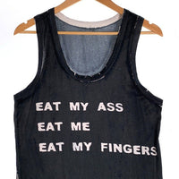 Yohji Yamamoto POUR HOMME ヨウジヤマモトプールオム 14SS EAT MY ASS ムラ染め タンクトップ ブラック Size 3 福生店