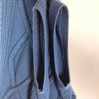 CLANE クラネ 21AW 11106-1082 3D CABLE SLIT KNIT VEST ウール ケーブル ニットベスト ブルー size2 瑞穂店