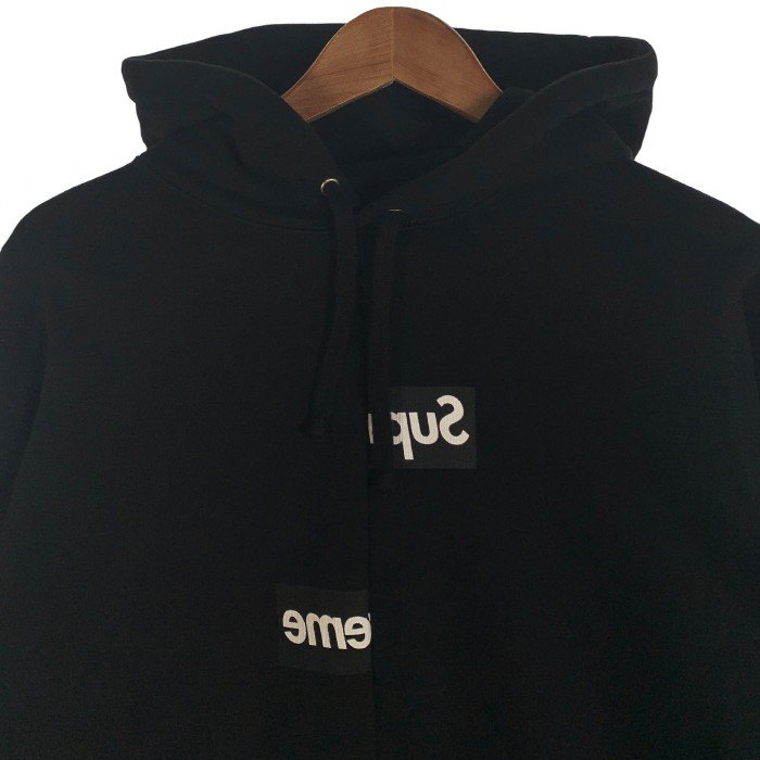 SUPREME シュプリーム 18AW COMME des GARCONS コムデギャルソン Split Box Logo Hooded  Sweatshirt スプリットボックスロゴ プルオーバースウェットパーカー ブラック Size S 福生店