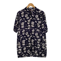 STUSSY ステューシー 総柄プリント オープンカラーレーヨンシャツ ネイビー Size XL 福生店