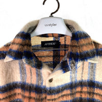 AVIREX アヴィレックス SHAGGY CHECK SHIRT シャギー チェック ウール混 シャツ ベージュ sizeL 瑞穂店