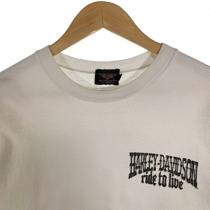 HARLEY-DAVIDSON ハーレーダビッドソン ロングスリーブTシャツ プリント ホワイト 日本製 Size LL 福生店