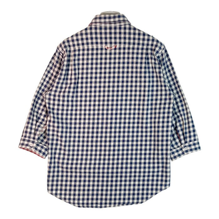 STUSSY ステューシー 七分袖 コットンシャツ ブラウス Shirt Blouse STUSSY AUTHENTIC GEAR ギンガムチェック  ネイビー sizeM 瑞穂店