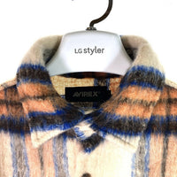 AVIREX アヴィレックス SHAGGY CHECK SHIRT シャギー チェック ウール混 シャツ ベージュ sizeL 瑞穂店