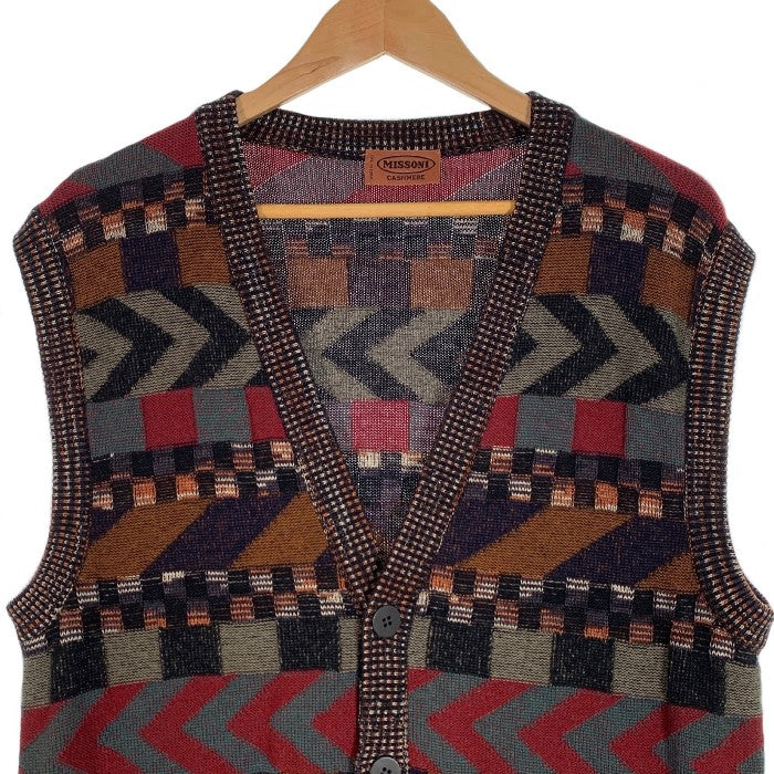 MISSONI ミッソーニ CASHMERE VEST カシミヤ ニットベスト Vネック マルチ Size 48 福生店