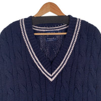NAUTICA ノーティカ 22SS ケーブルニット ベスト Vネック コットン ネイビー Size XXL 福生店