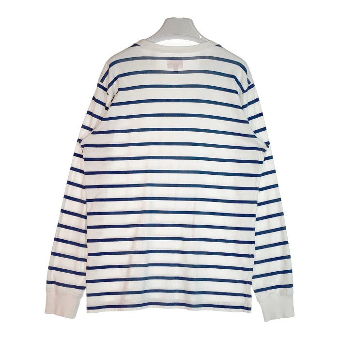 SUPREME シュプリーム 16SS Painted Stripe L/S Tee ボーダー センターロゴ 長袖 カットソー ロンT ホワイト  sizeM 瑞穂店