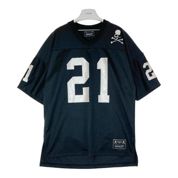 mastermind マスターマインド×Mitchell＆Ness ミッチェルアンドネス VNECMM20093-MNN LEGACY JERSEY  BRANDED ロゴ スカル フットボール Tシャツ ブラック sizeL 瑞穂店