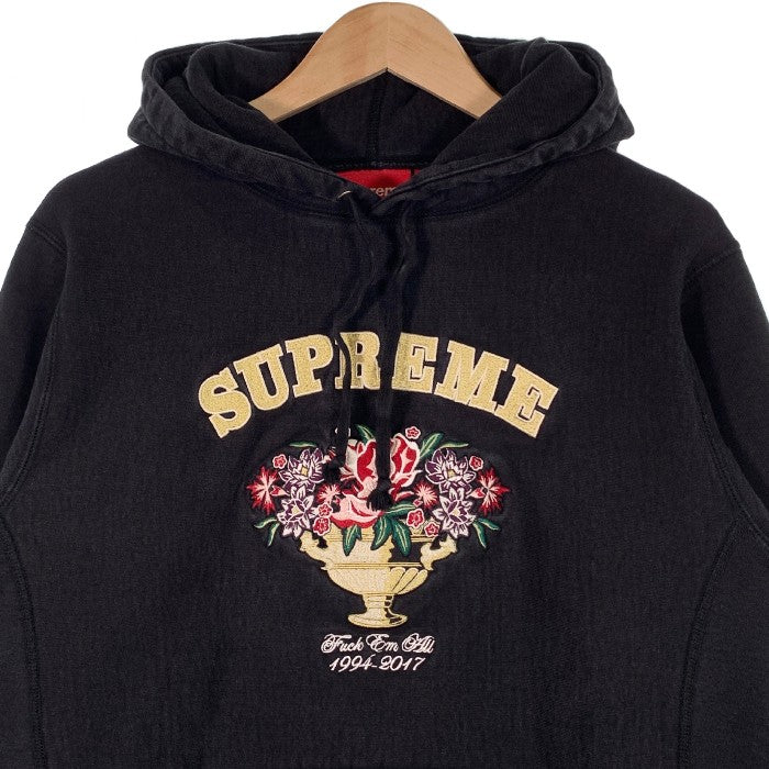 SUPREME シュプリーム 17AW Centerpiece Hooded Sweatshirt センターピース 刺繡 スウェットパーカー ブラック  Size M 福生店