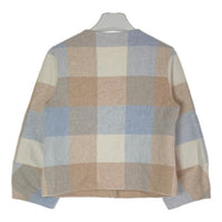 M'S GRACY エムズグレイシー リバーシブルチェック ショートジャケット&チェック x 無地リバーシブルラップスカート CR-117622 ベージュ×ブルー×ホワイト size36 瑞穂店