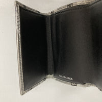 BALENCIAGA バレンシアガ 551921 1480 三つ折り ミニ財布 エブリデイ コンパクトウォレット ロゴ レザー シルバー 瑞穂店