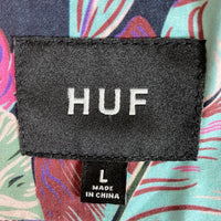 HUF ハフ オープンカラーシャツ 刺繍ビッグロゴ 花柄 ブラック sizeL 瑞穂店