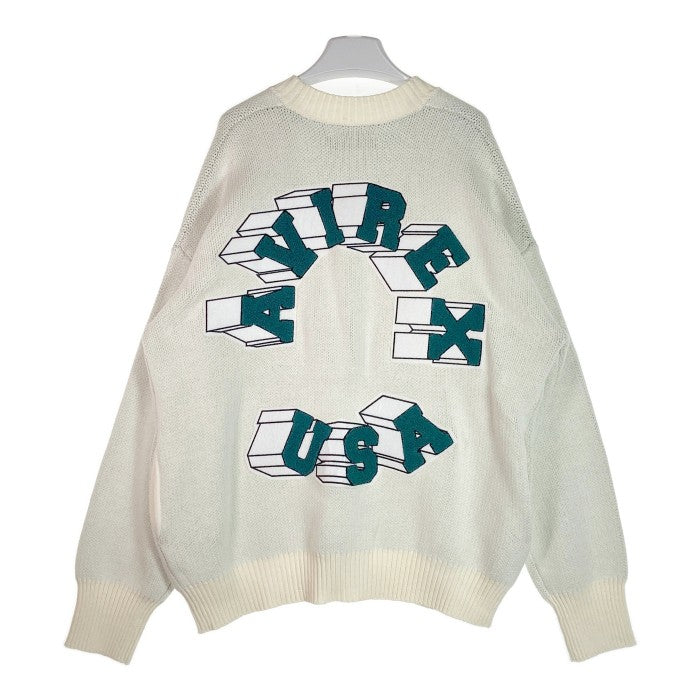 ☆AVIREX アヴィレックス COTTON KNIT CARDIGAN CIRCLE LOGO サークルロゴ コットンカーディガン ホワイト  sizeMカーディガン - カーディガン