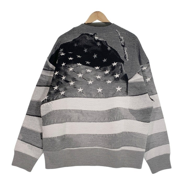 Palm Angels パームエンジェルス 22AW Jacquard Flag Wool Brend Sweater ジャガードフラッグ  ウールブレンド セーター グレー 並行品 Size M 福生店