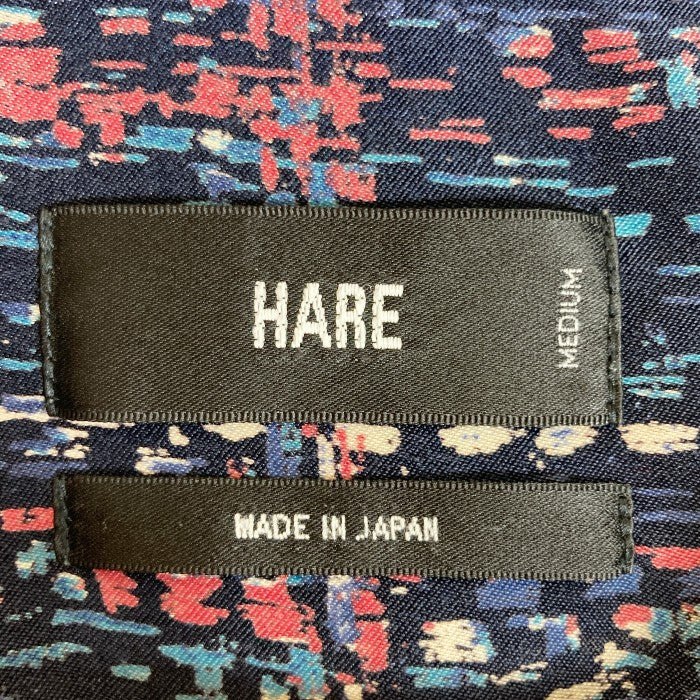 HARE 17SS アートデザイン 開襟シャツ HA020018AA 半袖シャツ ネイビー