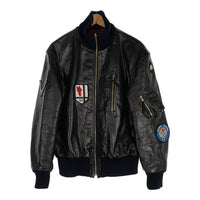 Morgan Prodactions モーガン プロダクション ドイツ空軍 レザー リブジャケット ワッペンカスタム ブラック Size XL 福生店