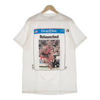 90's MICHAEL JORDAN マイケルジョーダン CHICAGO TRIBUNE フォトプリント Tシャツ TULTEX デッドストック ホワイト Size L 福生店