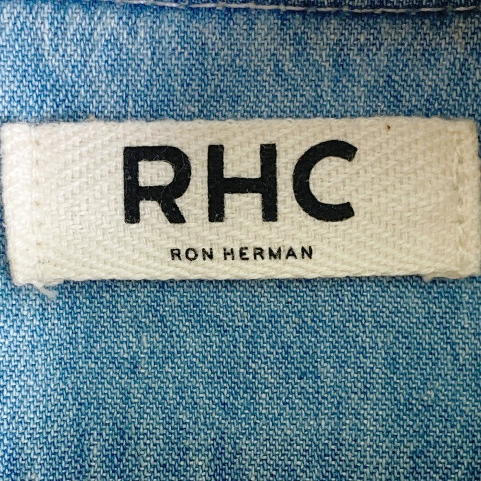 ★RHC ロンハーマン2520400100 バック刺繍 リブデニムジャケット 609 ジャケット 上着 刺繍 ブルー sizeL