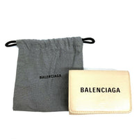 BALENCIAGA バレンシアガ 551921 2760 三つ折り ミニ財布 コンパクトウォレット レザー ベージュ 瑞穂店