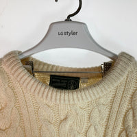 BRITISH WOOL NATURALLY ブリティッシュウールナチュラリー 英国製 ケーブル編み ニット ホワイト sizeL 瑞穂店
