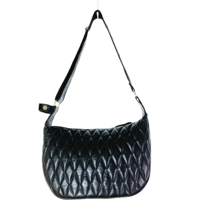 Schott ショット PADDED BANANA BAG パデッドバナナ レザー ショルダーバッグ キルト ブラック BLACK 瑞穂店